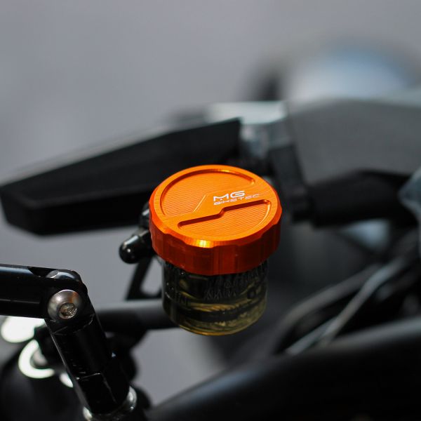 Couvercle de réservoir de frein avant MG BIKETEC orange - détail monté