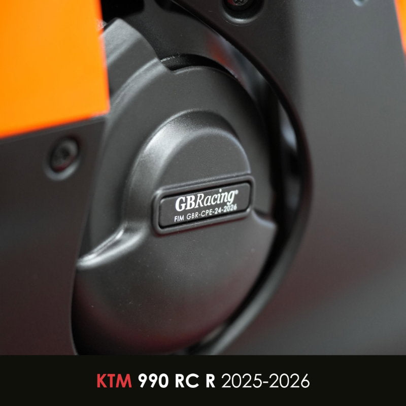 Vue de la protection de carter d'alternateur GB RACING sur KTM 990 RC R