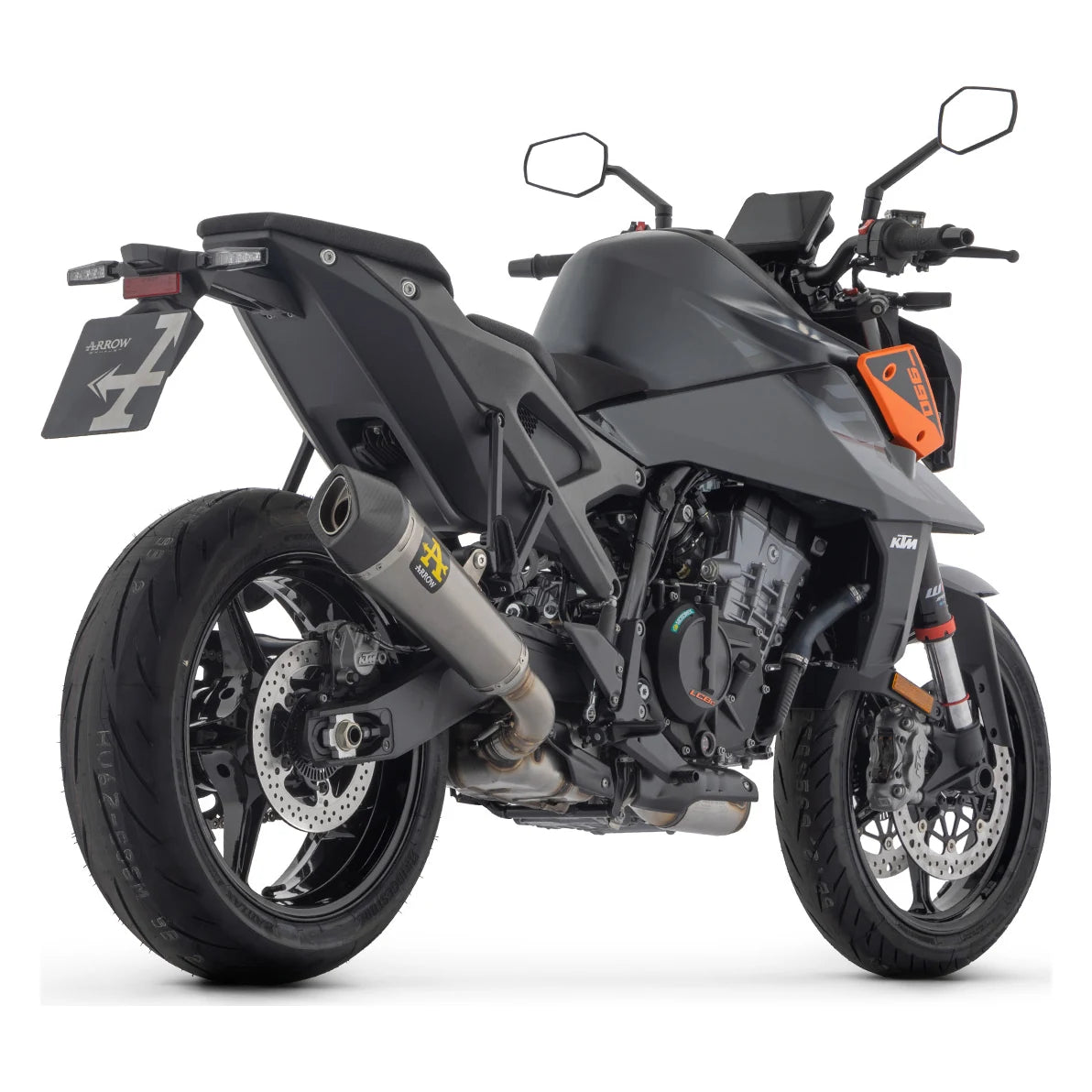 KTM DUKE 990 / R équipée du silencieux ARROW X-Kone, vue trois-quarts