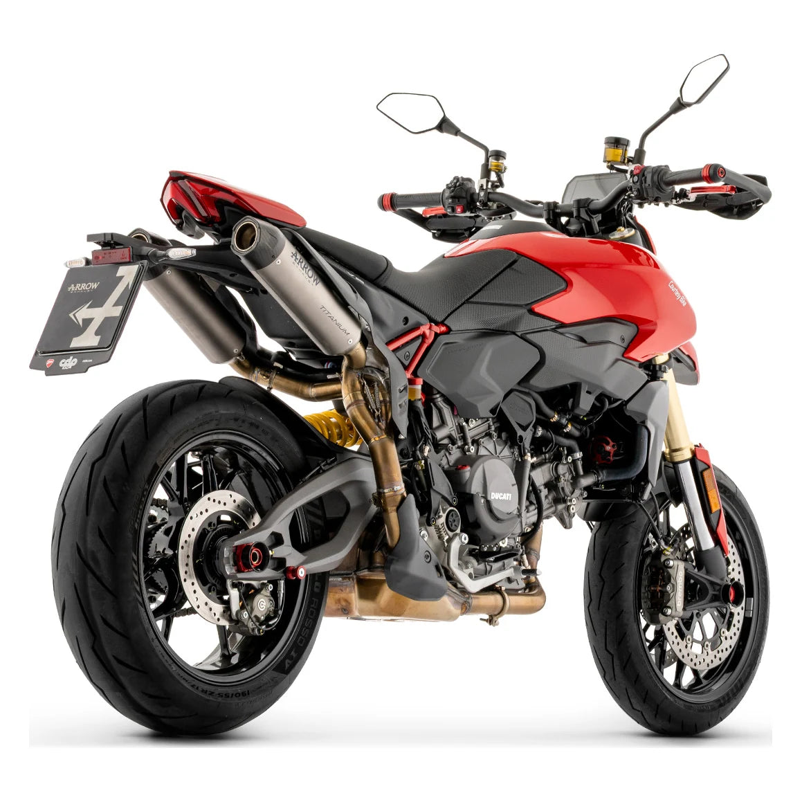 Silencieux Round-Sil Racing ARROW — DUCATI Hypermotard V2 vue trois-quarts