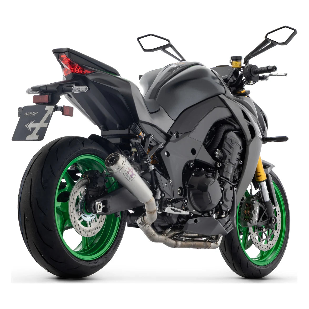 Silencieux ARROW Pro-Race homologué pour KAWASAKI Z1100 / SE - vue trois-quarts