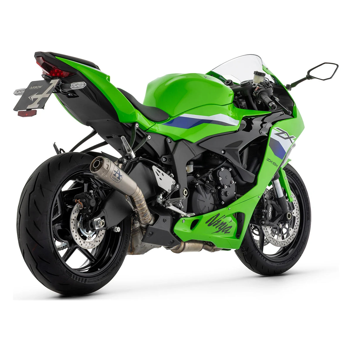 Silencieux ARROW Pro-Race 77522PR monté sur KAWASAKI NINJA ZX-6R - trois-quarts