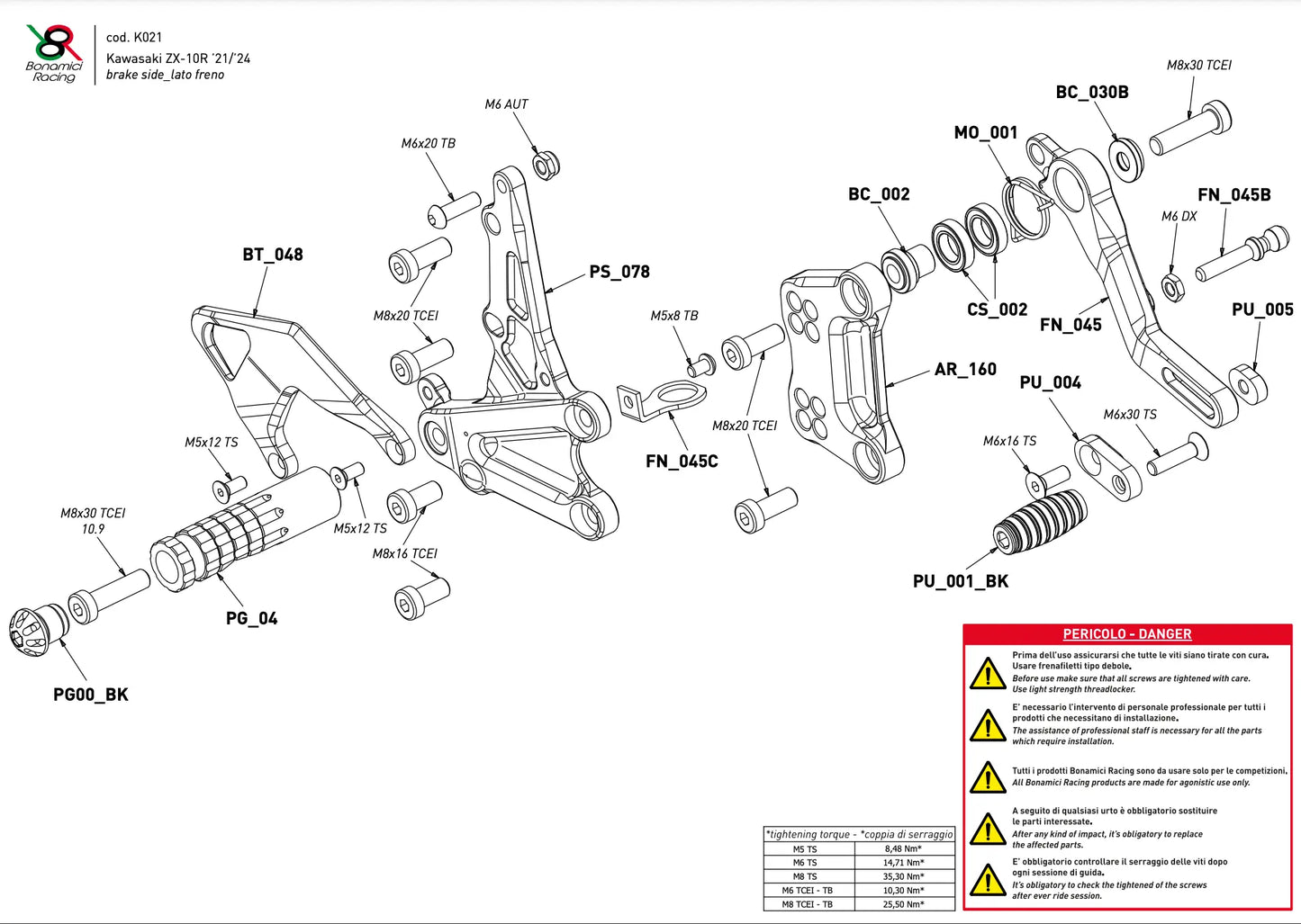 Commandes Reculées BONAMICI | KAWASAKI NINJA ZX-10R/RR (2021+)