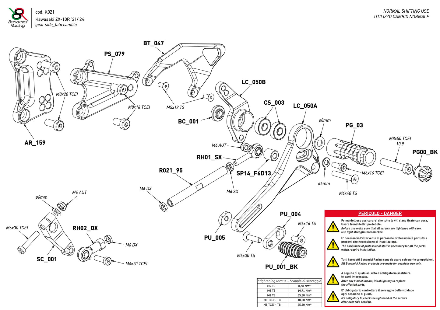 Commandes Reculées BONAMICI | KAWASAKI NINJA ZX-10R/RR (2021+)