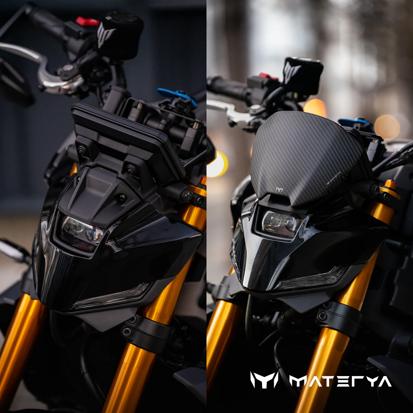 MATERYA Matte Carbon Windshield | YAMAHA MT09 (2024+)