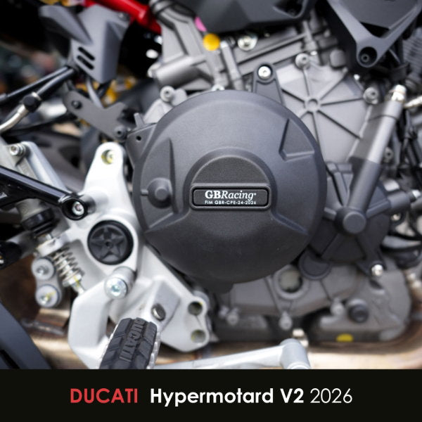 Protection de carter d'embrayage GB RACING montée sur DUCATI HYPERMOTARD V2 / SP 2026