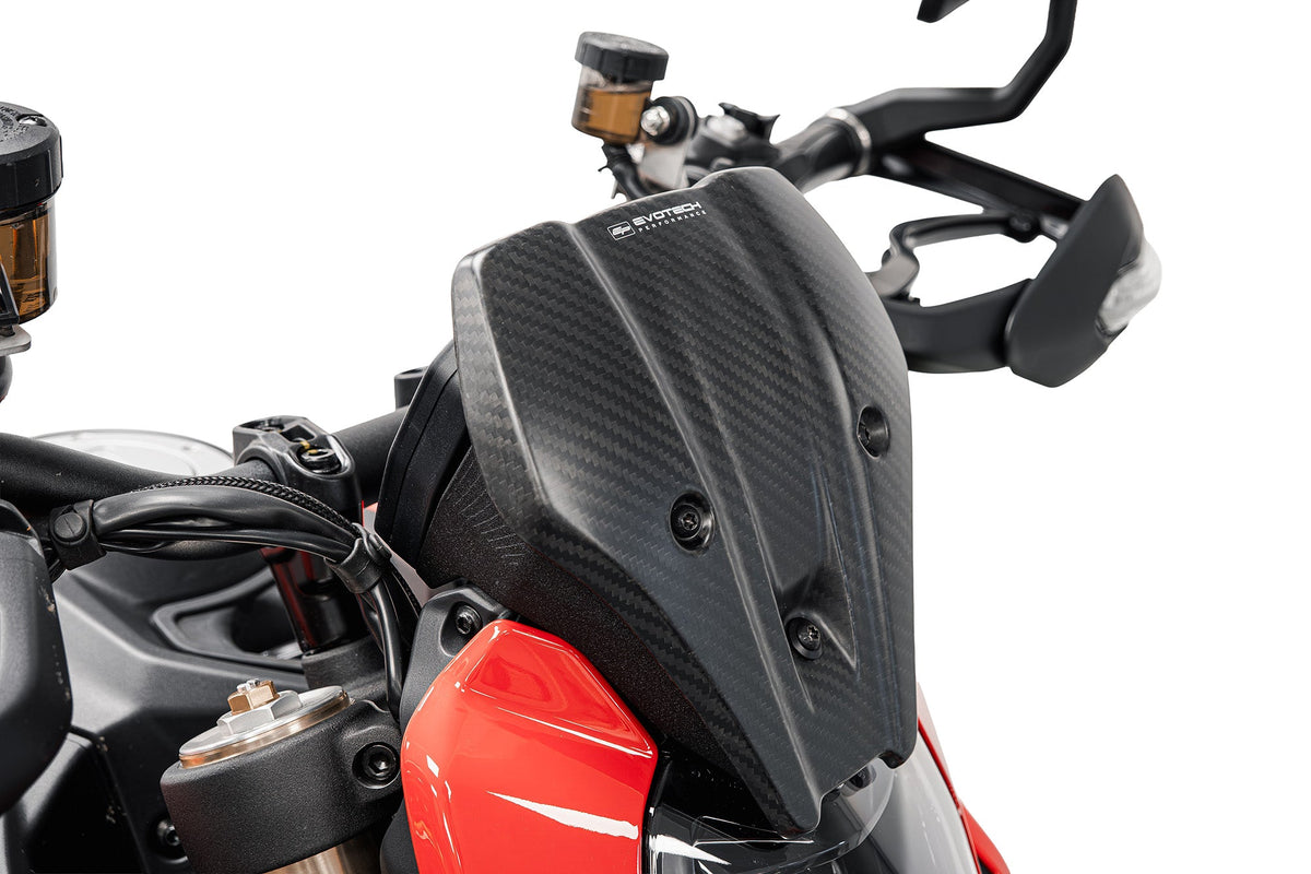 Saute-vent en carbone EVOTECH monté sur DUCATI HYPERMOTARD V2 / SP (2026+)