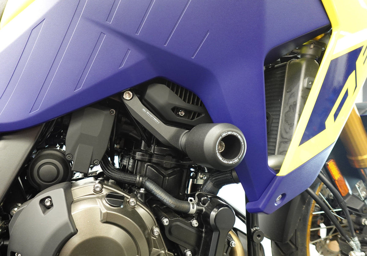 Protections moteur et cadre EVOTECH montées sur SUZUKI V-STROM 800