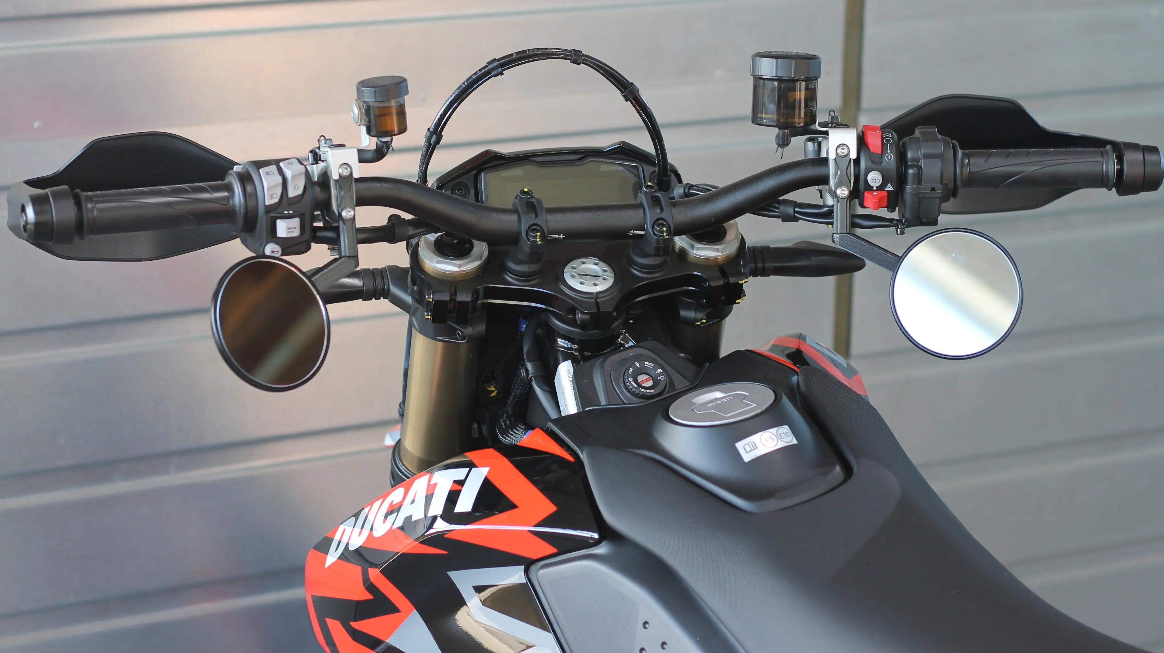 HTTMT Black Rearview Mirrors For Aprilia SR, Motard, RXV, SXV, Pegaso, Shiver, Mana, Tuono – Pair