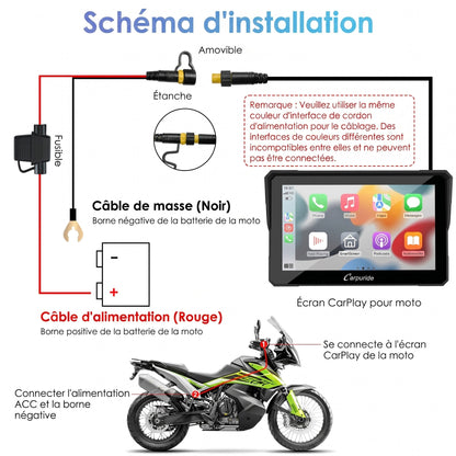 CarPlay moto Carpuride W502 – schéma de branchement électrique