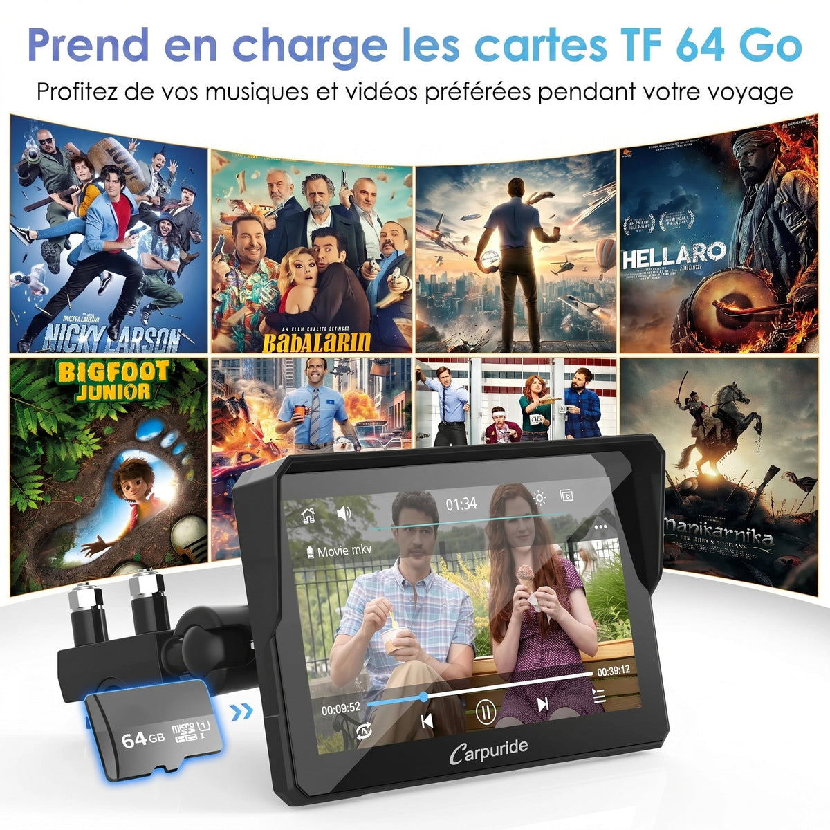 CarPlay moto Carpuride W502 – prise en charge de la carte TF