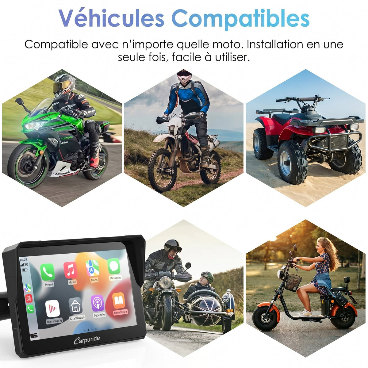 CarPlay moto Carpuride W502 – compatibilité motos et véhicules