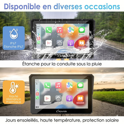 CarPlay moto Carpuride W502 – résistance à la pluie et à la chaleur